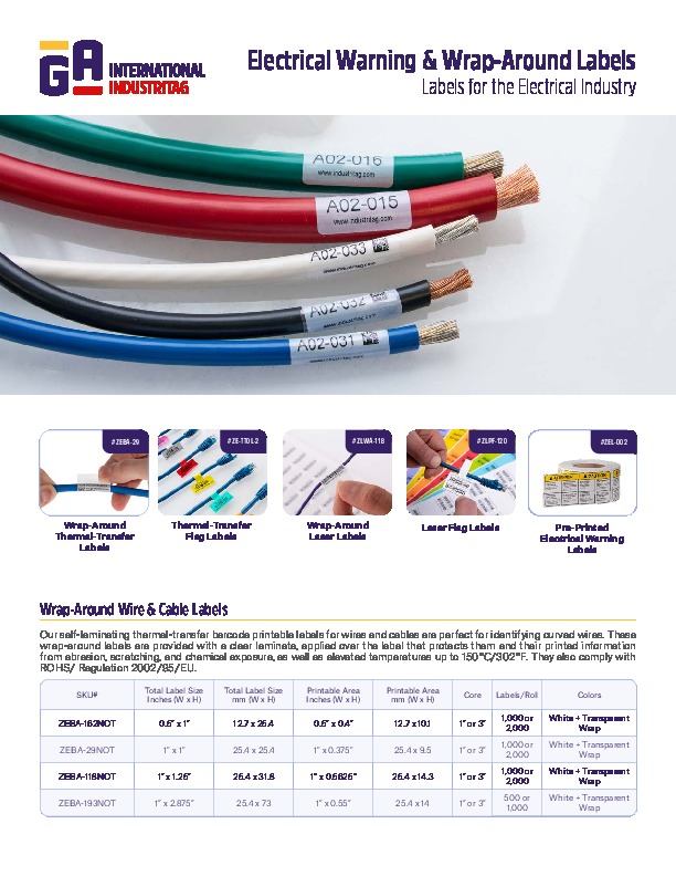 Wire and Cable Labels